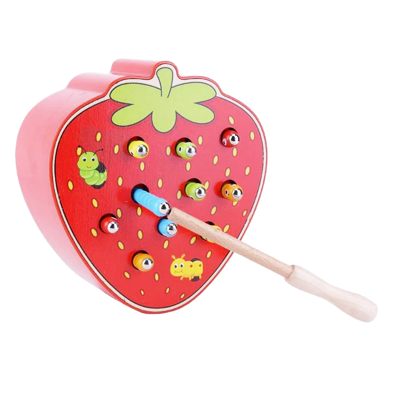 Ловите Червячные игры цветная Когнитивная Магнитная игрушка клубника детские