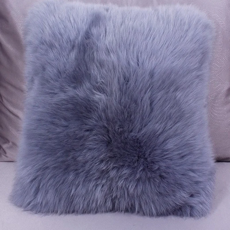 Серый с натуральным овечьим наволочка меховые накидки на подушки Диван