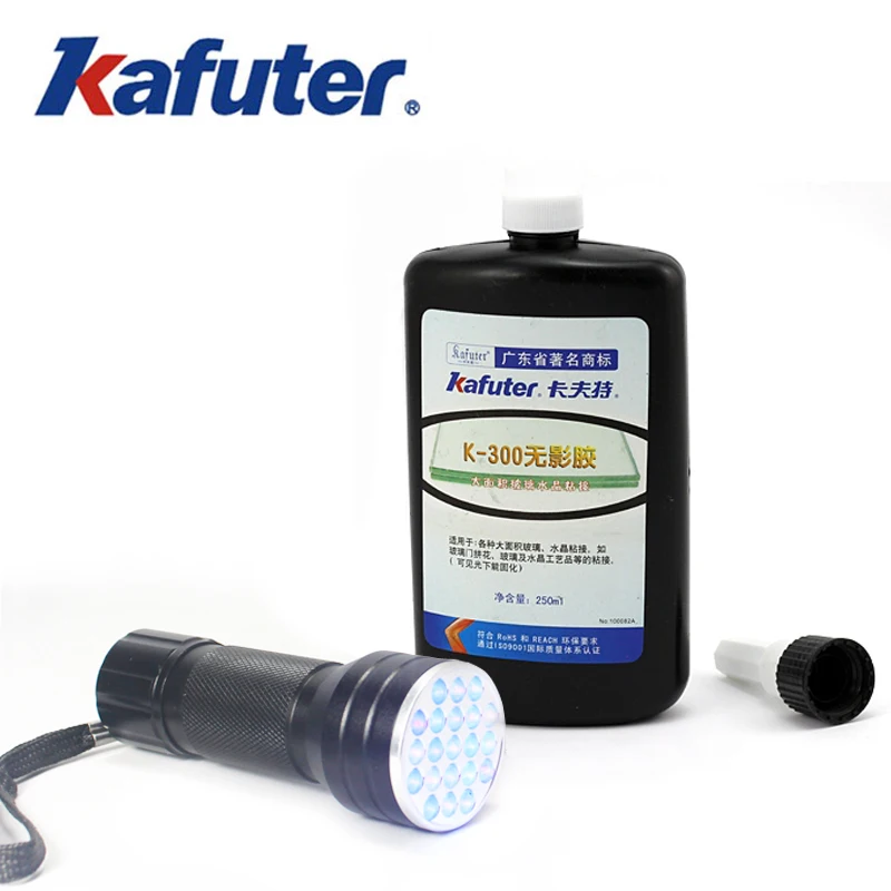 Новинка 250 г kafute K-300 УФ клей + 21LED фонарик отверждения большая площадь Кристалл