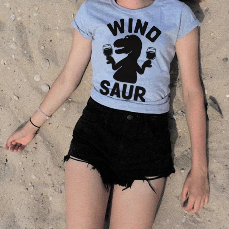 Женская футболка с цифровой печатью WINO SAUR летняя принтом динозавра из