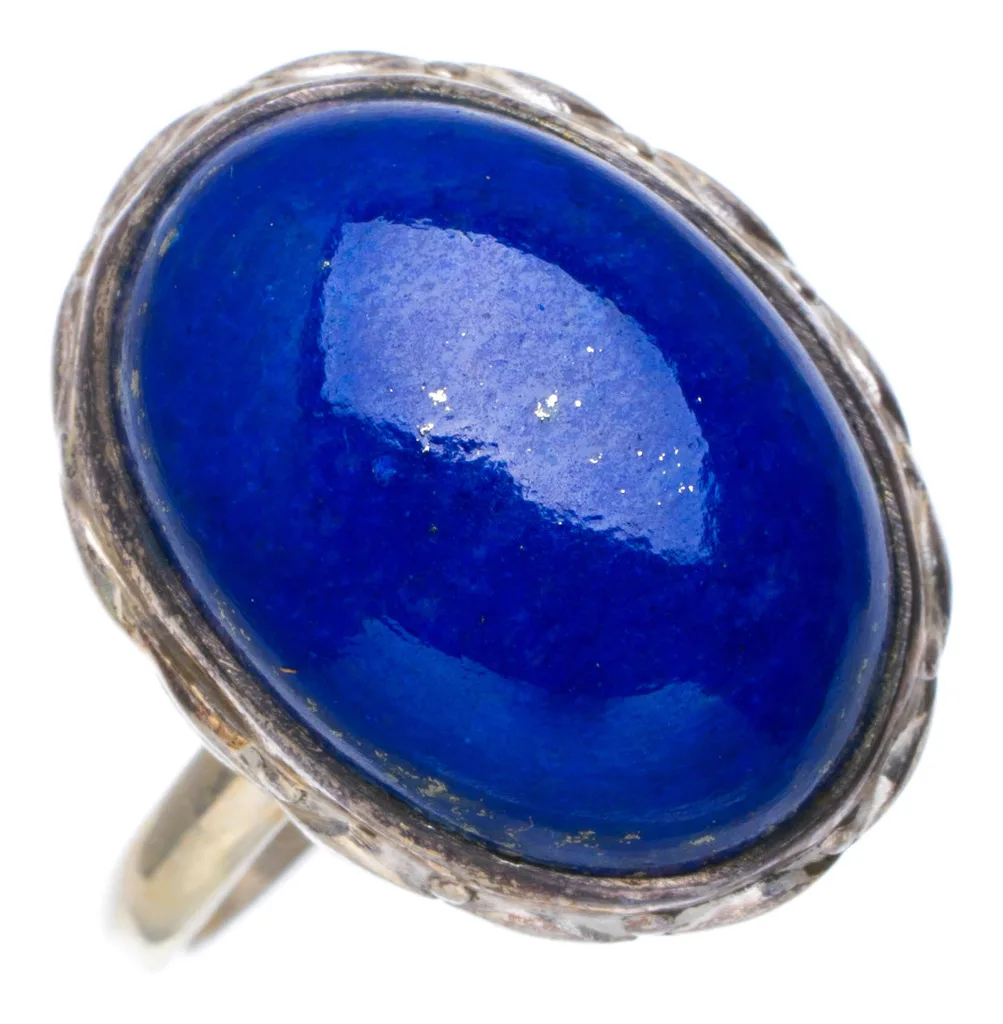 Натуральный Лазурит ручной работы уникальное 925 пробы Серебряное кольцо 8 AU0005 |