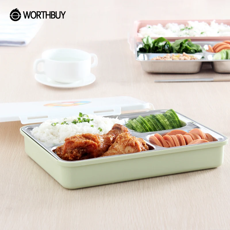 WORTHBUY 304 Нержавеющая сталь японский контейнеры для еды с отделениями коробка