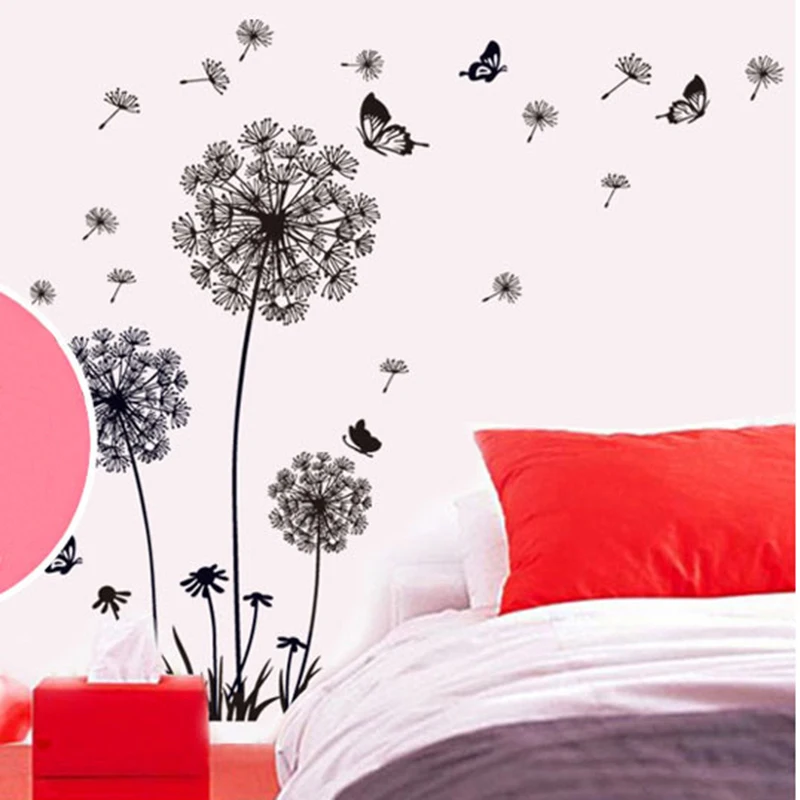 Бабочка Летающая Одуванчик цветок семена большая настенная наклейка для окна