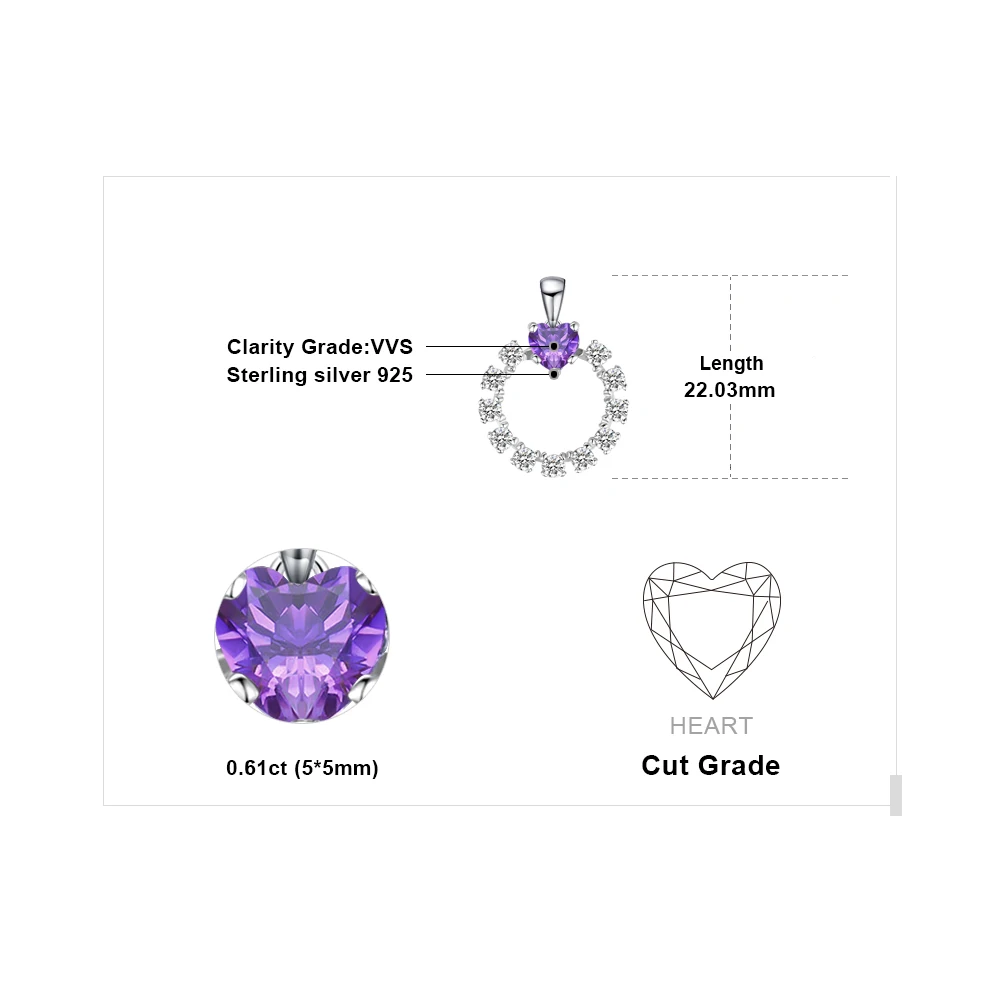 Jewelrypalace сердце любовь 1ct создан Александрит Сапфир кулон 925 стерлингового серебра