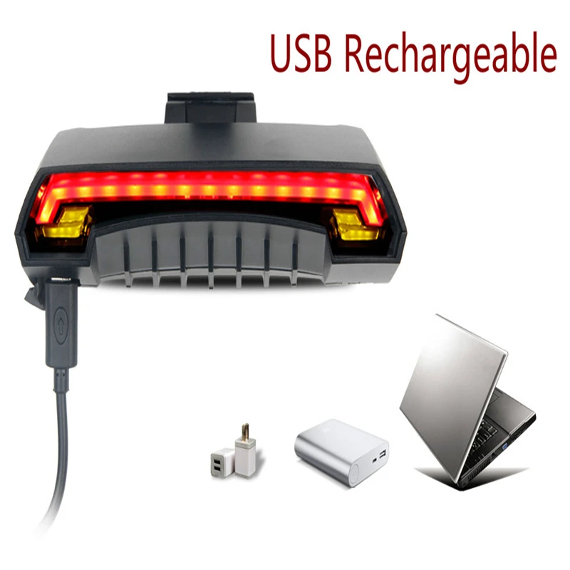 

Wireless Bike Taillight Laser Control Cycling Rear Light Lamp with USB Rechargeable 85 Lumen Mount Red Lantern For Bicycle Light