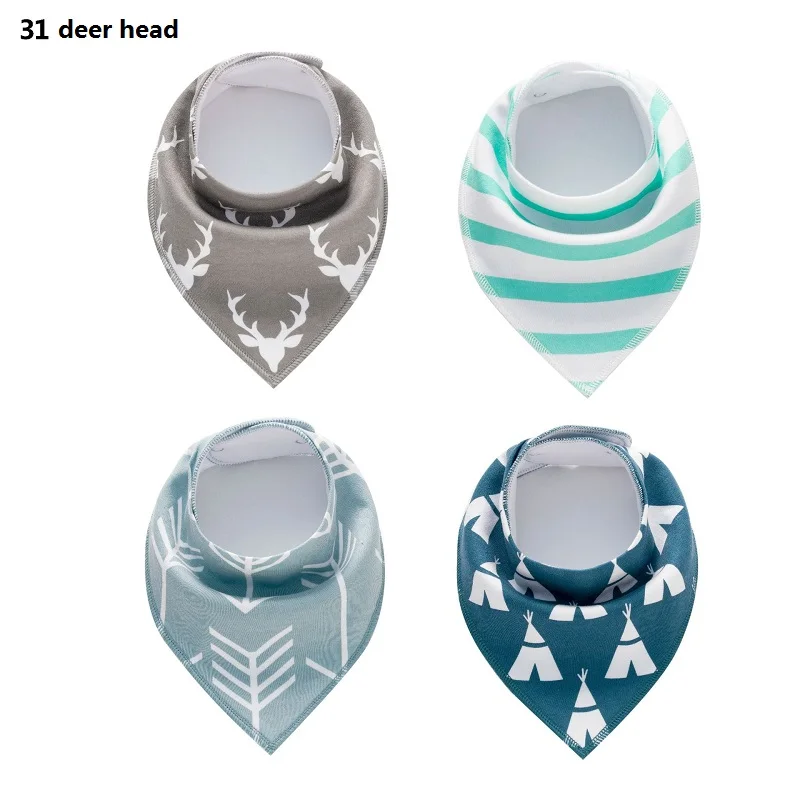 31deerhead 4 шт./лот детские слюнявчики бандана хлопок мультфильм слюнявчик полотенце для мальчиков и девочек новорожденных Babadores Para Bebe TS65-1 - Цвет: 31deerhead