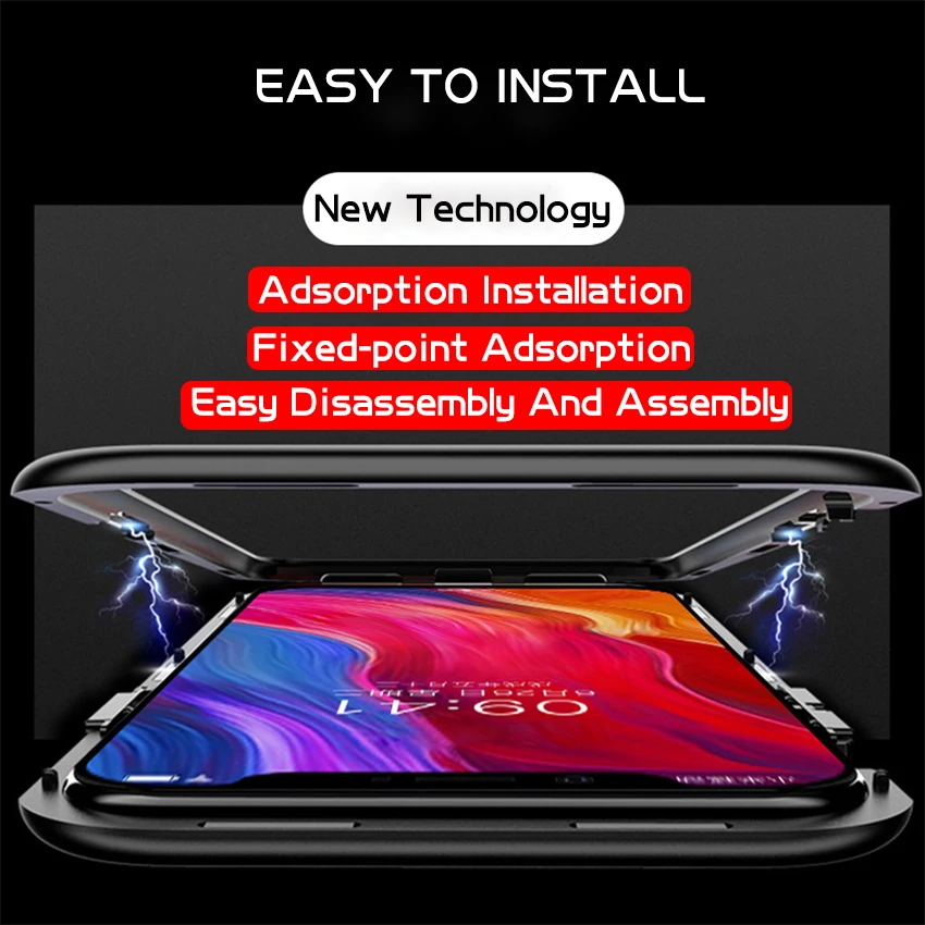 Luxury Magnetic Adsorption Cases for Xiaomi Mi 8 Se Lite A2 Pocophone F1 Redmi Note 5 Pro Metal Frame Tempered Glass Back Cover |