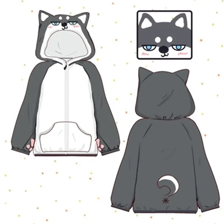 Harajuku японский каваи толстовки Для женщин Кофты с ушами милый дож слизисто зимние плюшевые Прекрасный слизисто! Аниме С Капюшоном Толстовка S-XXL