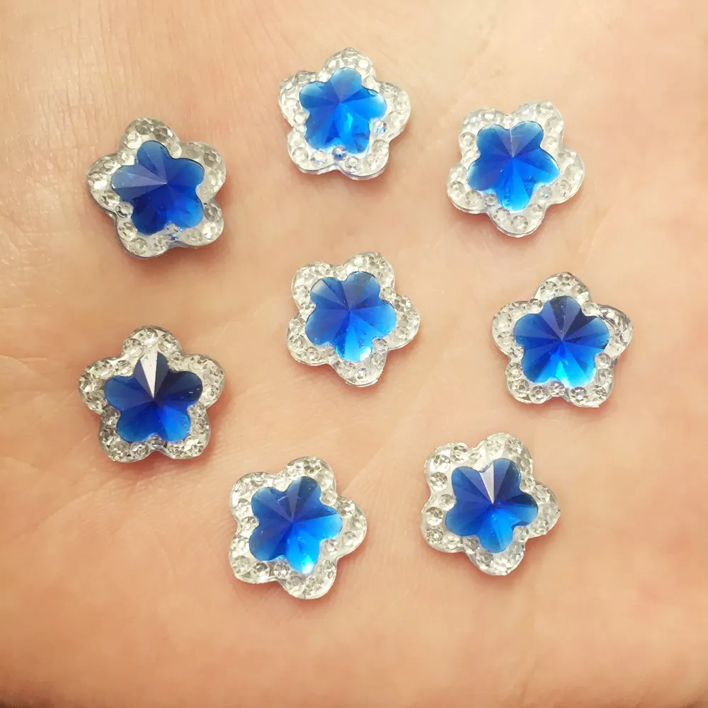 80pcs shiny Resin Double-Color 12mm Flower flatback rhinestone Ornaments DIY Wedding appliques craft SW31*2 | Дом и сад