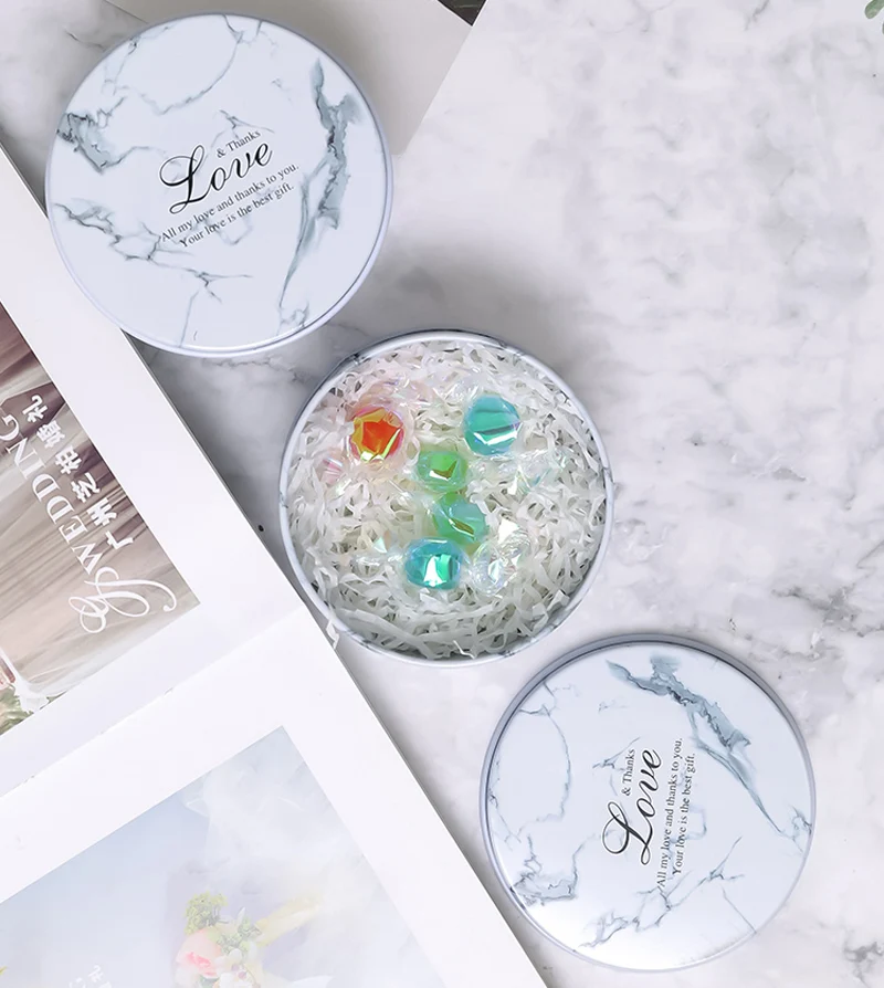 12pcs Mini Metal Marbling Candy Tin Box Wedding Favor Gift Box Jewelry Organizer Tea Soap Gift Storage Box Party Decoration