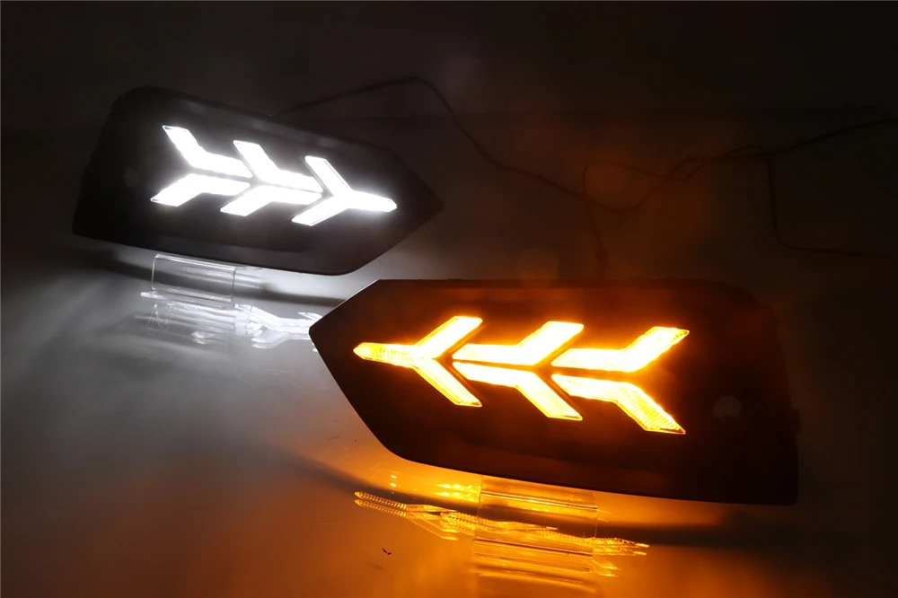 CSGJMY 2 шт. Автомобильный светодиодный дневный ходовой свет для Volvo XC60 функция течения сигнала поворота 12 В автомобиля DRL противотуманная фара