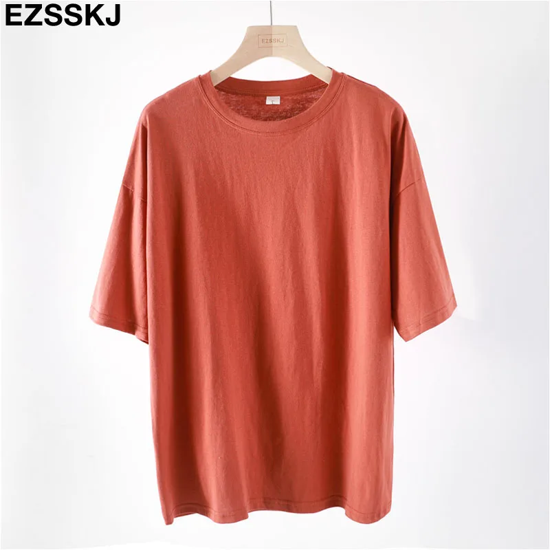 orange red Яркие цвета, большие размеры, футболка с коротким рукавом, женская летняя свободная футболка с круглым вырезом, шикарная однотонная Базовая футболка, футболка, Женский Топ - Цвет: orange red