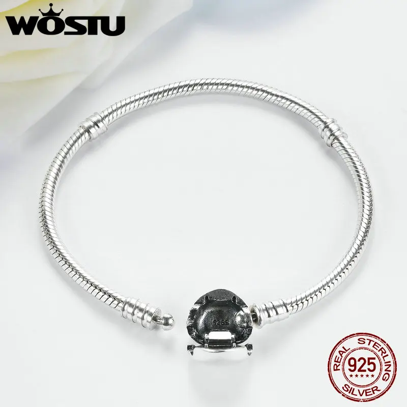 WOSTU, Настоящее серебро 925 пробы, любовь, сердце, браслет для женщин, подходит для DIY, подвески, бусины,, хорошее ювелирное изделие, подарок, SDPS917