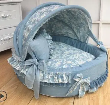 

Sunshine Lace Dog Bed Awning Pet Round Bed Beautiful Comfortable Kennel