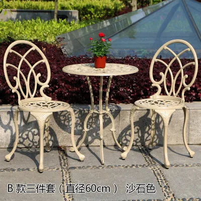 style b sand color Балконные Литые алюминиевые Дворовые столы и стулья для отдыха на открытом воздухе столы и стулья комбинированный садовый стул стол - Цвет: style b sand color