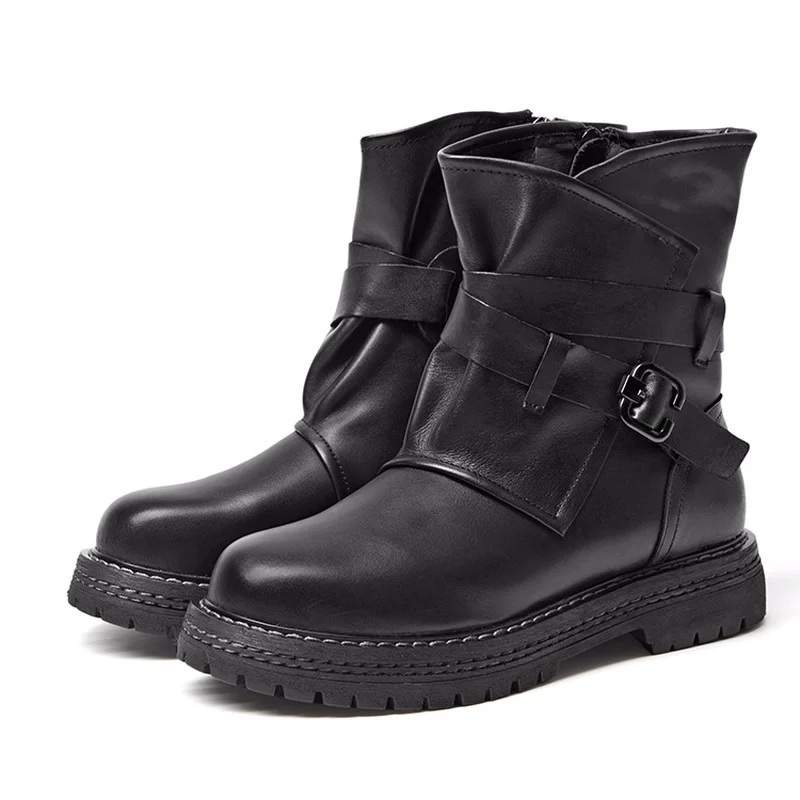 Autumn casual Joker leather handmade martin boots women shoes ankle for winter girls | Обувь