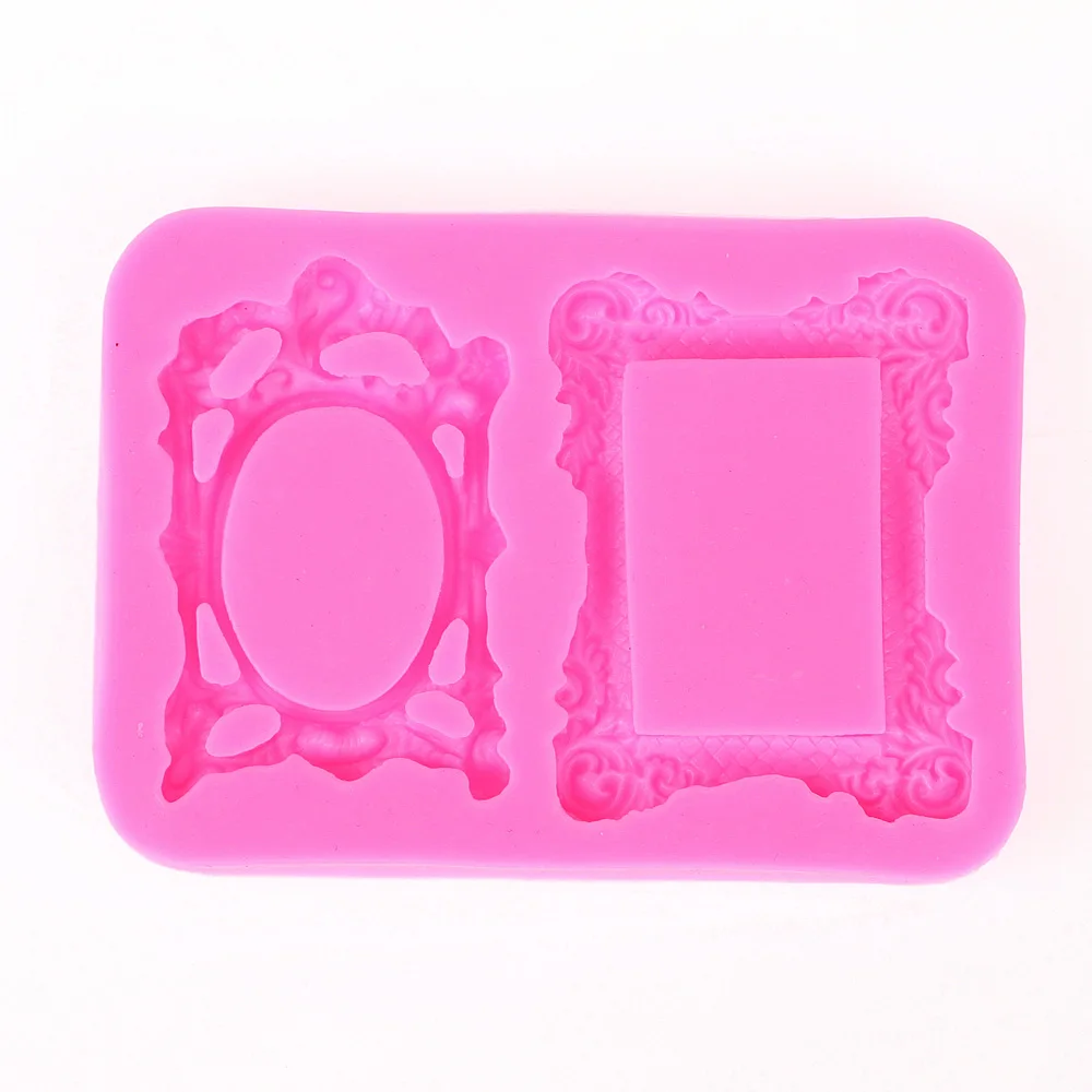 

3D Ретро зеркальные рамки Шоколадные инструменты для украшения торта для вечеринки DIY выпечки помадные силиконовые формы F0423