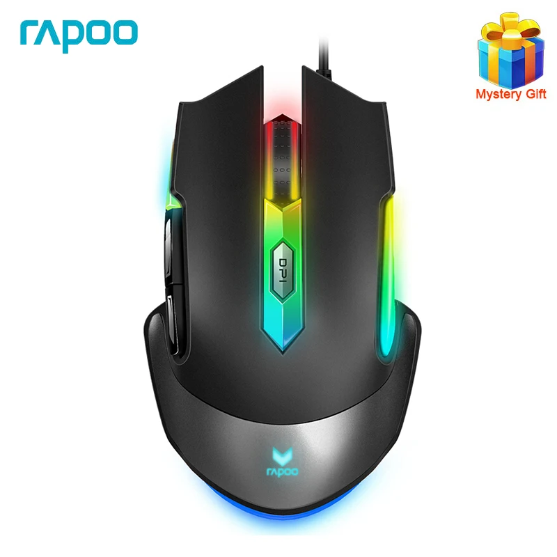 Оригинальная оптическая игровая мышь Rapoo V302 проводная с 7 программируемыми