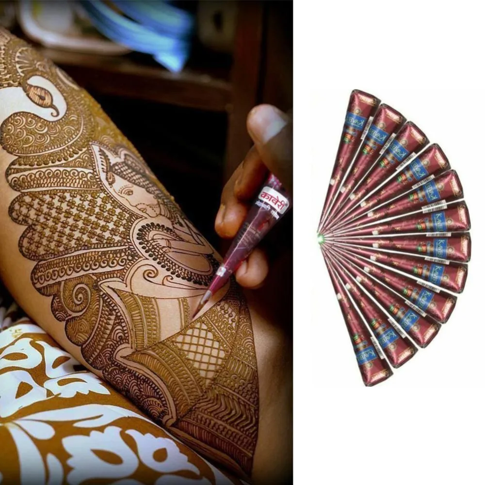 1 шт. Mehndi натуральная коричневая индийская хна тату-паста конусы, коричневая тату-паста Крем-краска для тела Кавери бренд 25 г