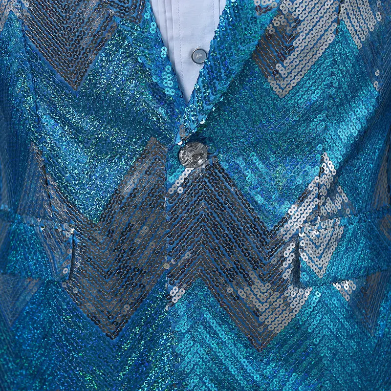 Блейзер Мужской с блестками приталенный элегантный светло голубого цвета