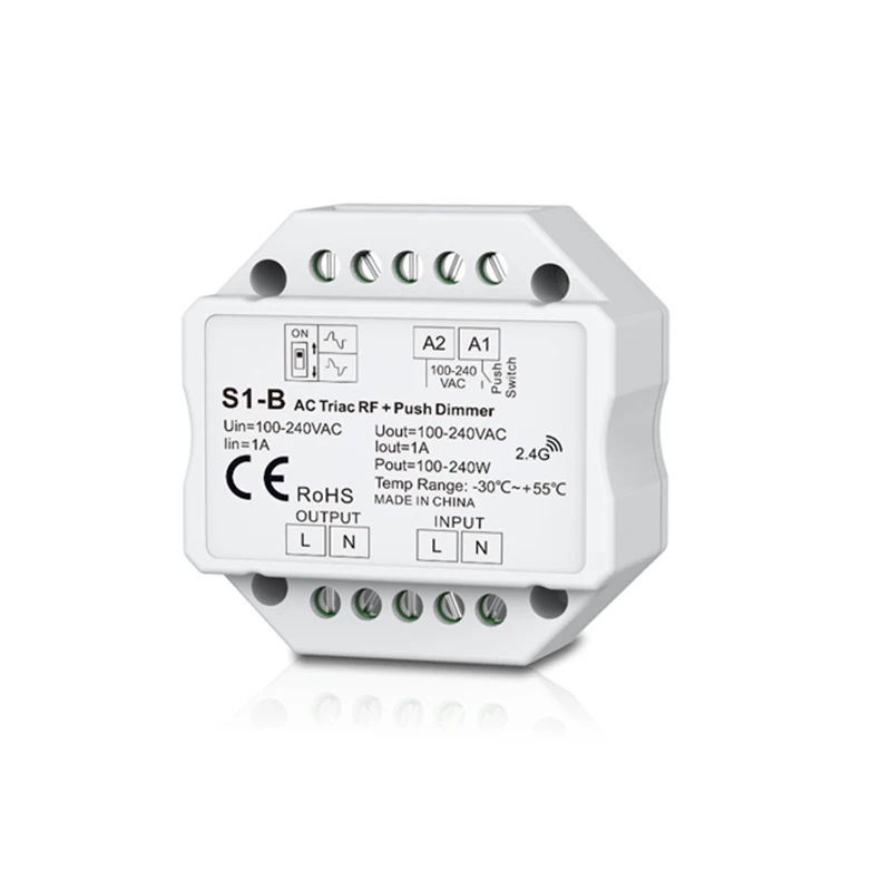 

Новый Led Triac диммер контроллер встроенный ведущих задней кромки затемнения Выход 100V-240VAC 1A 240W пуш-ап тусклый переключатель S1-B
