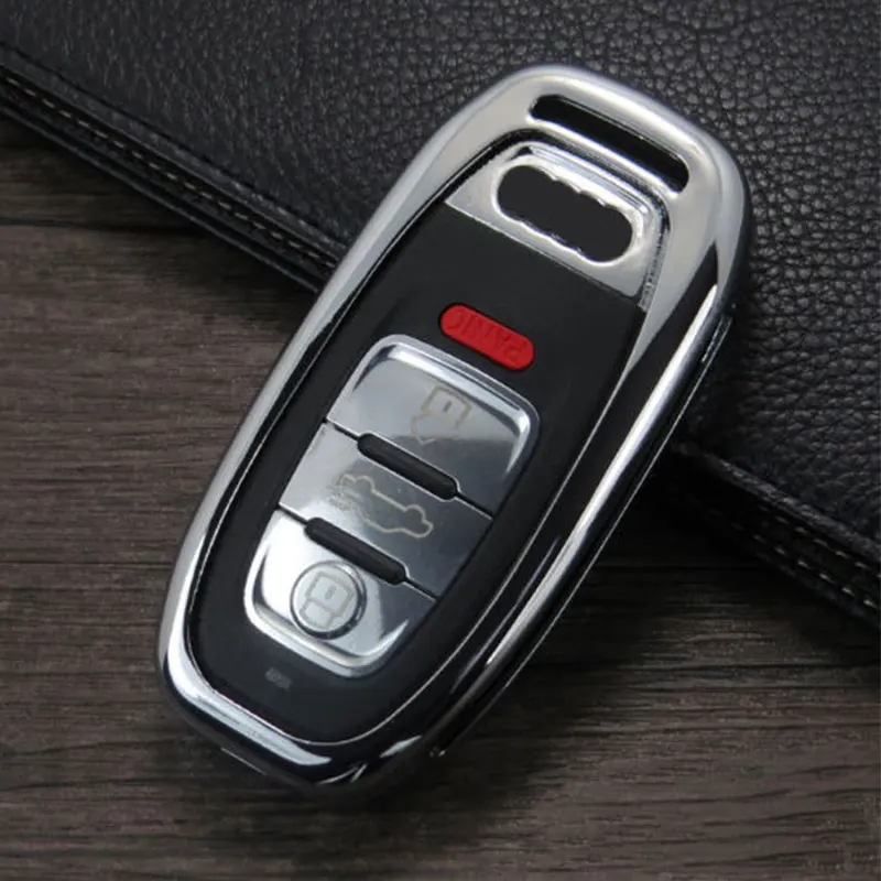 Silver 1x авто ключ чехол для Audi A1 A3 8V A6 C6 C7 A4 B6 B7 B8 B9 Q5 Q7 R8 Q3 A5 A7 C5 C6 аксессуары из цинкового сплава - Название цвета: Silver