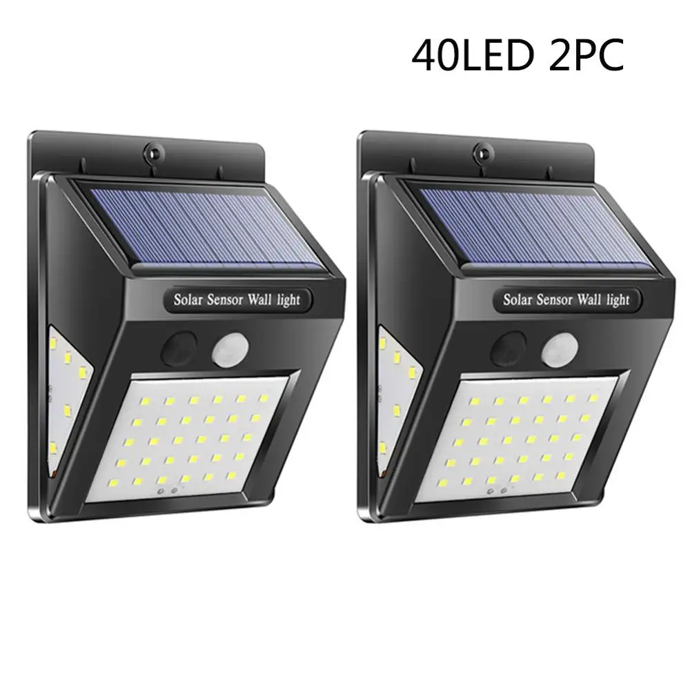 40 LED 2 PCS 30/40 светодиодный открытый стенная солнечна лампа движения PIR Сенсор Водонепроницаемый светильник садовый светильник путь аварийного безопасности светильник 3 односторонний световой - Испускаемый цвет: 40 LED 2 PCS