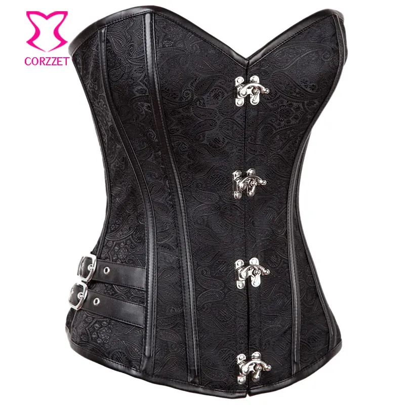 Черный стильный корсет в стиле стимпанк | Женская одежда