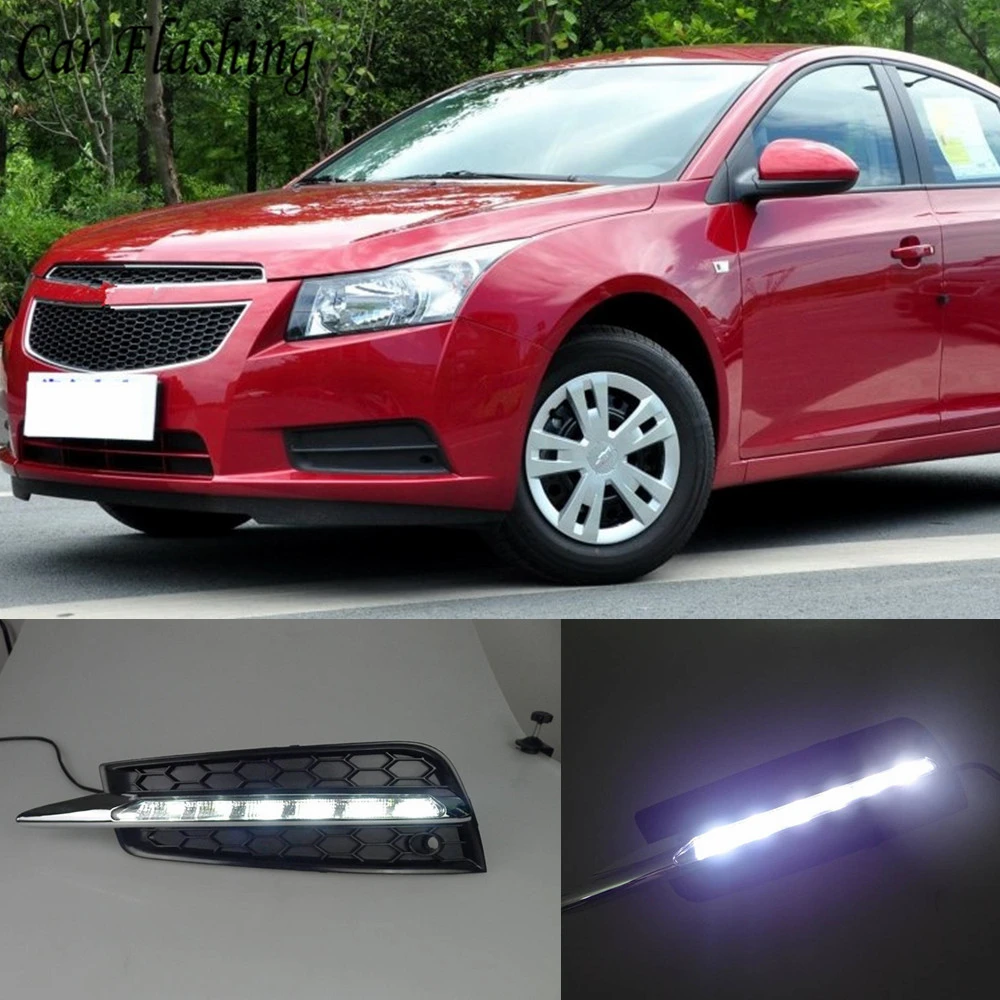 Автомобильный мигающий 2 шт. для chevrolet cruze 2009 2010 2011 2012 2013 светодиодный DRL для вождения, дневной ходовой светильник с сигналом поворота