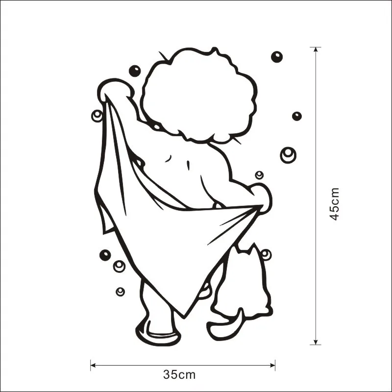 Милые детские наклейки для душа ванной комнаты стеклянных дверей