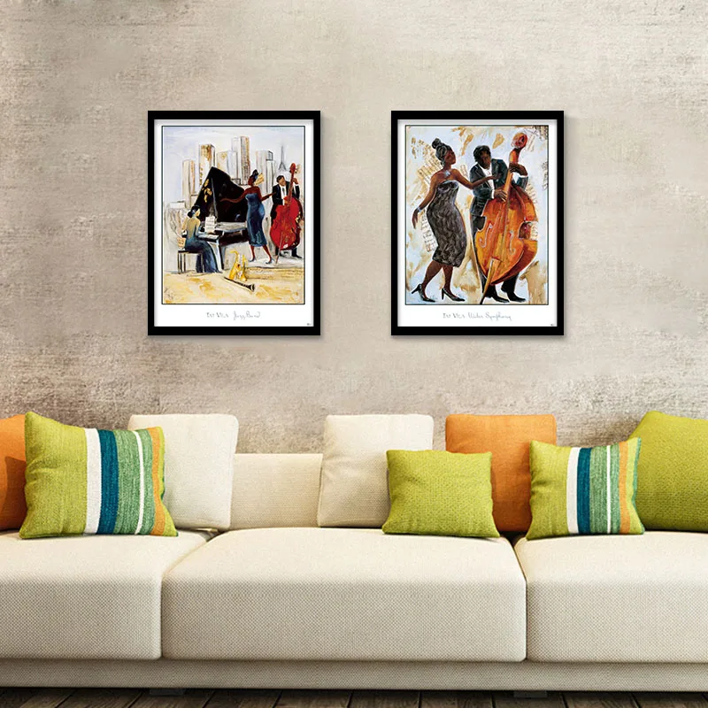 Черный Леди Тонкий Для женщин торговая Холст Картина лошадь Виолончель картина