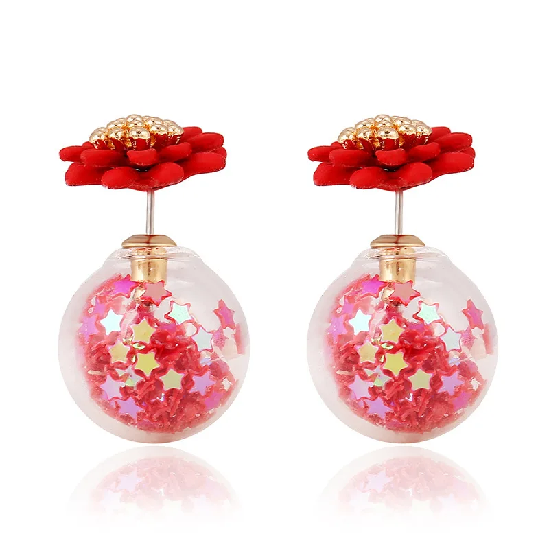 Fashion Hot Selling Glass Colorful Flower Earring Ear Stud with 1pair Free Shipping | Украшения и аксессуары