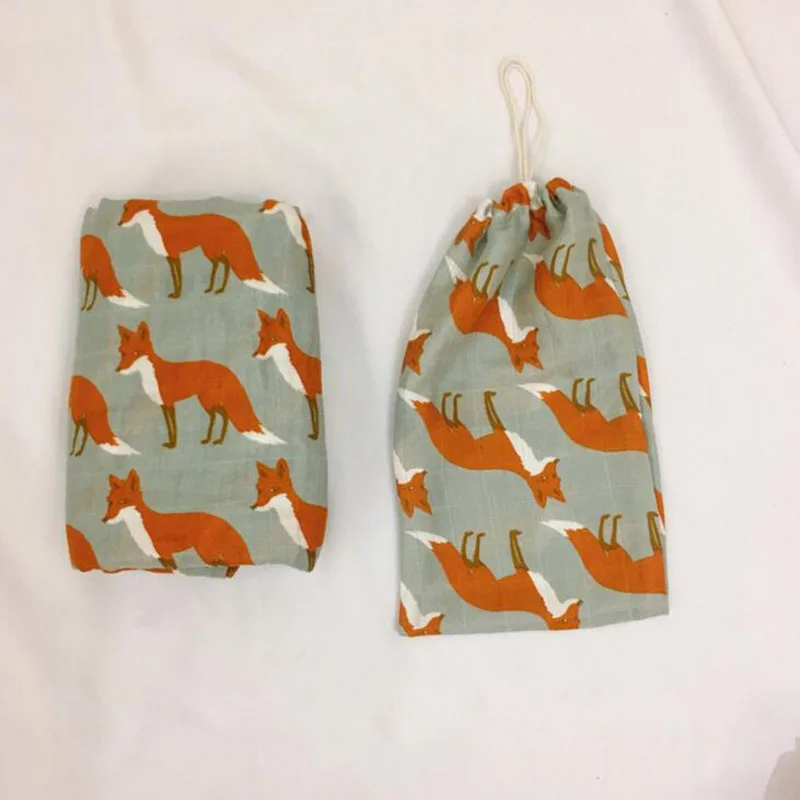 fox Новое мягкое органическое детское одеяло хлопок 120*120 см детское одеяло s новорожденных пеленать накидка банная кровать спальное одеяло муслин пеленать - Цвет: fox