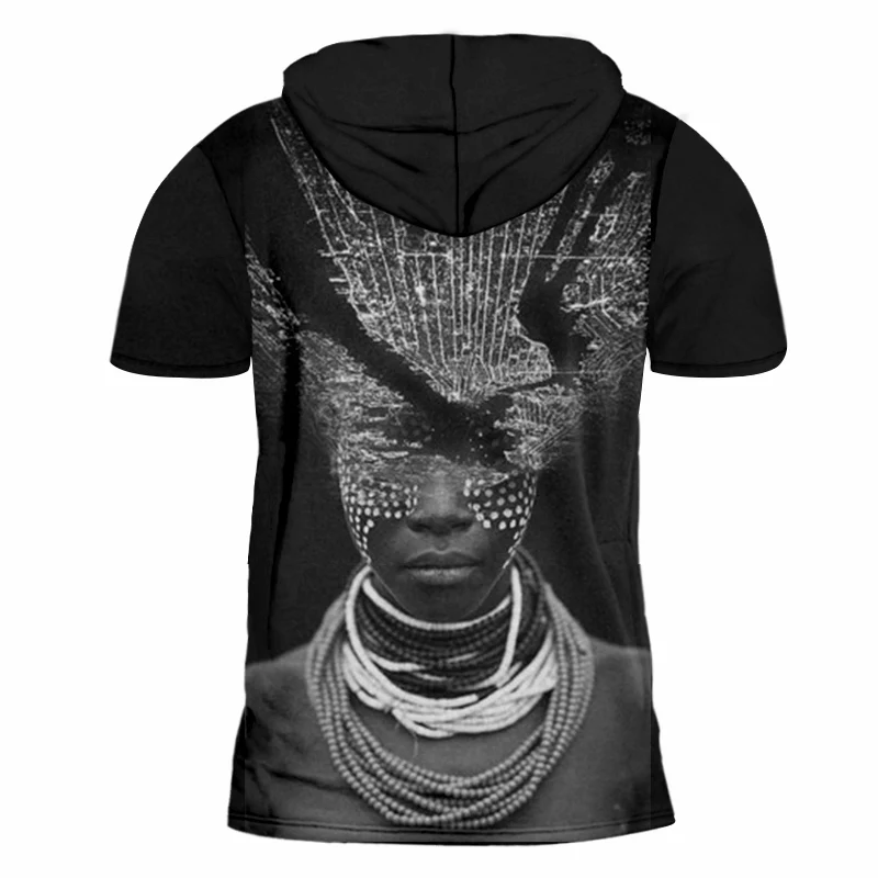 Футболка с капюшоном OGKB летняя Мужская/женская футболка забавным принтом в