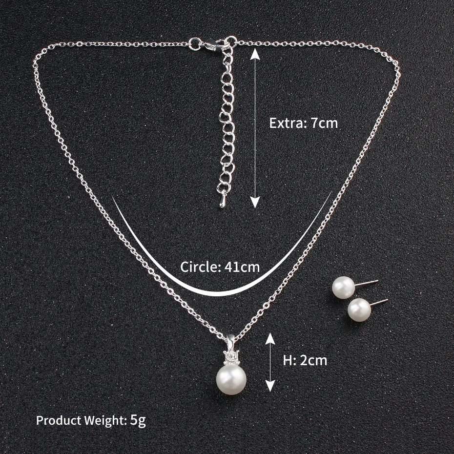 Newest Fashion Pearls Party Jewelry Sets Metal Chain Accessories Simple White Women Necklaces Earrings | Украшения и аксессуары