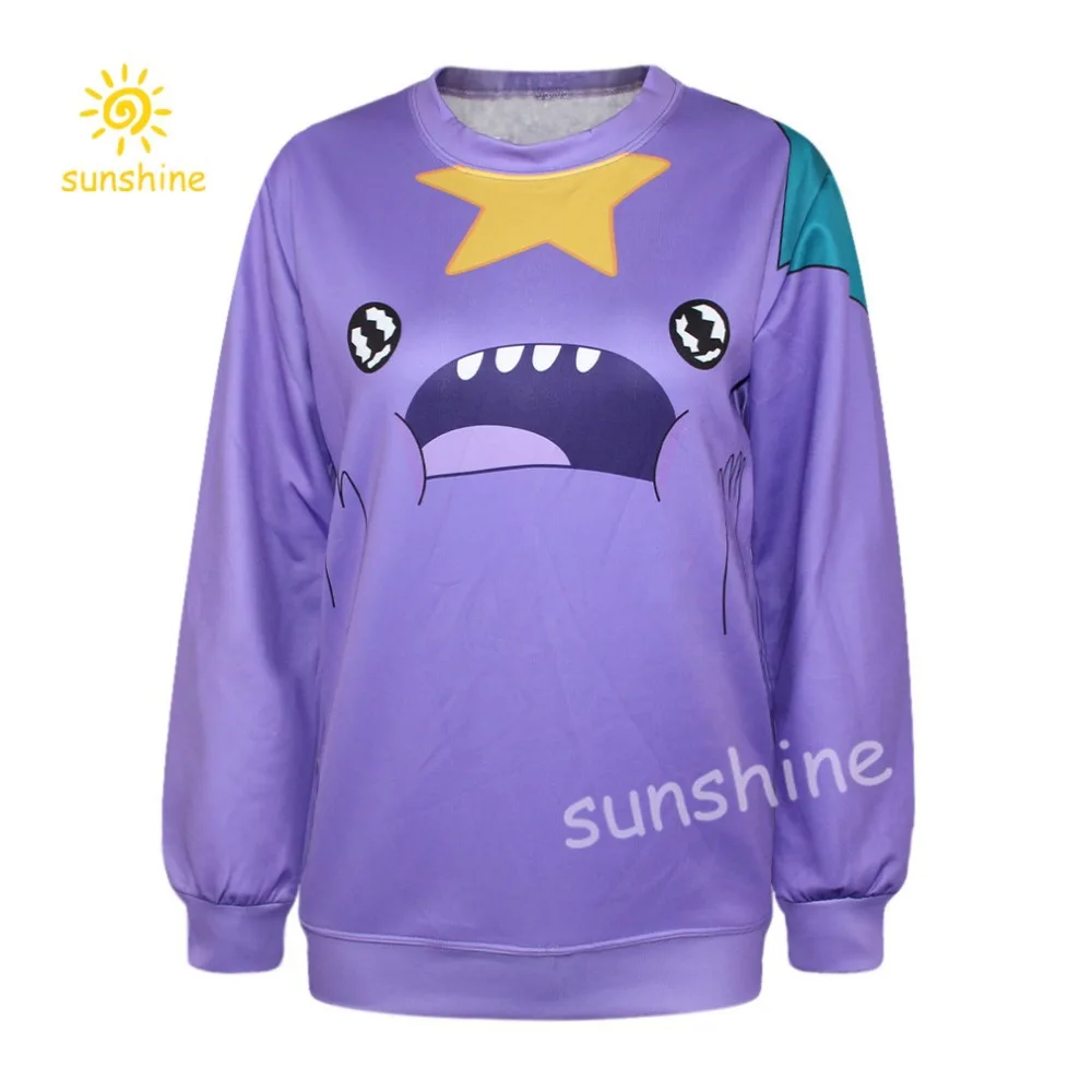 2015 spring cool sweatshirt both sides 3d print purple smile face casual hoody women men Harajuk jogger hoodie Free Shipping | Женская