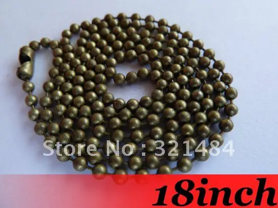 Free Ship! 100piece 2.4mm 18'' Antique bronze Tone Metal Ball Link Chain Necklace with Connector Jewelry DIY findings