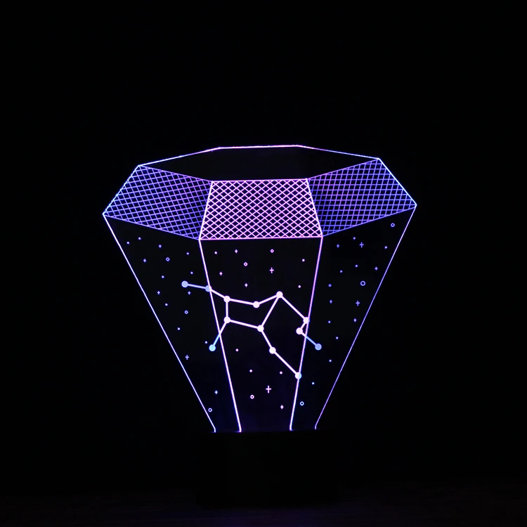 Новинка изобретение 3d Знак Зодиака Дева ночник Смешанные Цвет лампа Usb спальня
