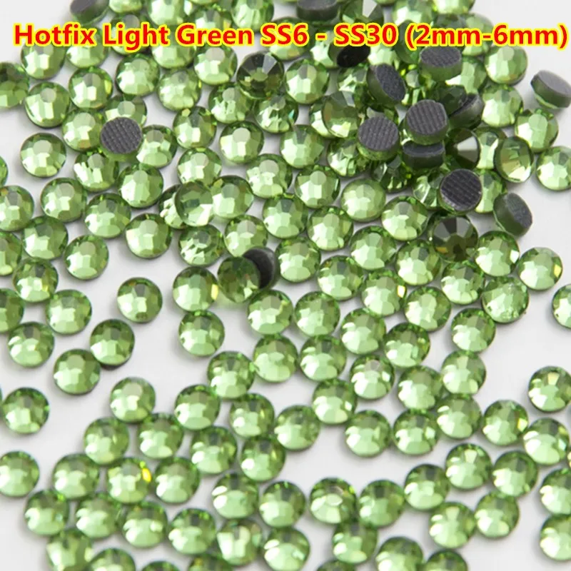 

1440pcs/bag Deep Green/ Light Green DMC Hotfix Flatback Rhinestones Phones Nails Clothes DIY Nail Art Decorations