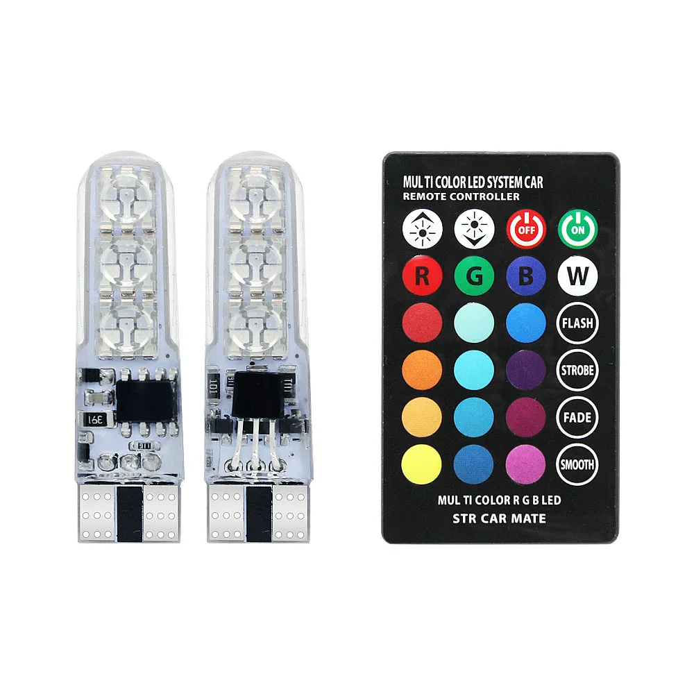 1set 5050 SMD Lights ANBLUB светодиодный W5W T10 RGB габаритный Светильник Универсальный 12 В COB RGBW Автомобильная атмосферная лампа с пультом дистанционного управления - Испускаемый цвет: 1set 5050 SMD Lights