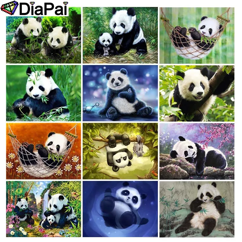 DIAPAI 5D DIY Алмазная картина 100% полная квадратная/круглая дрель &quotЖивотные панда