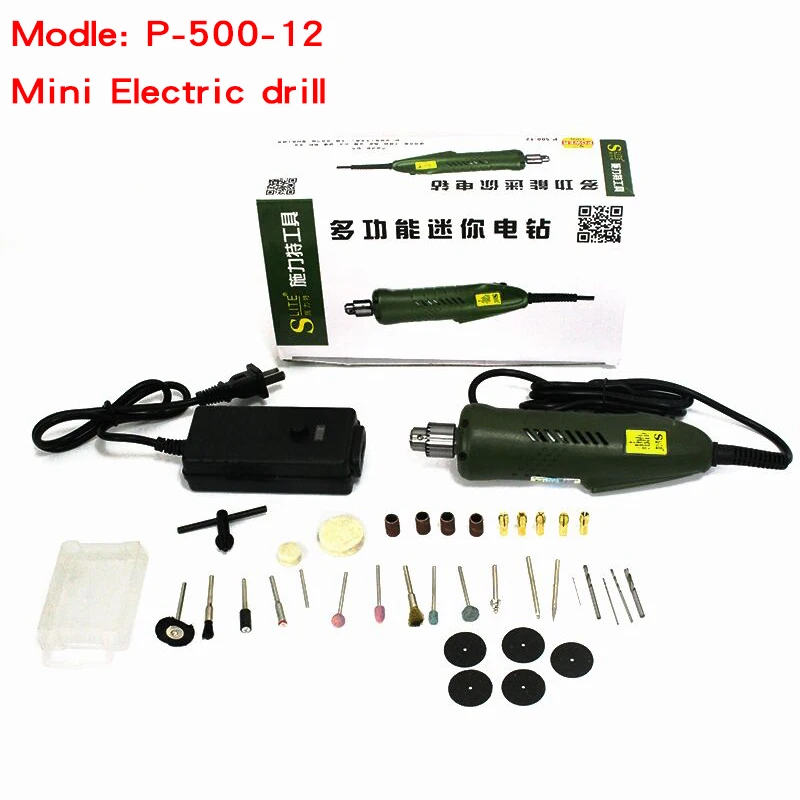 P-500-12 500-8 электрическая шлифовальная ДРЕЛЬ Dremel Стиль Мини гравировальная дрель шлифовальный набор аксессуаров Многофункциональный гравировальный станок мощность T - Цвет: P-500-12