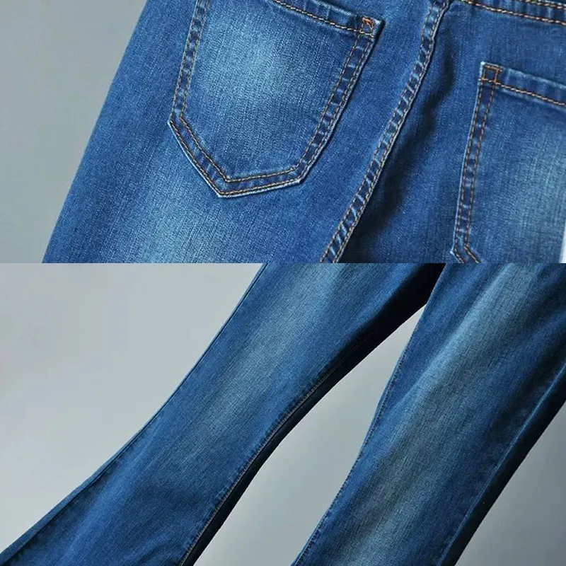 

MIND FEET Women Flare Jeans Female Casual Slim Stretch Fashion Ladies Vintage Washed Skinny Long Denim Pants Spring Autumn