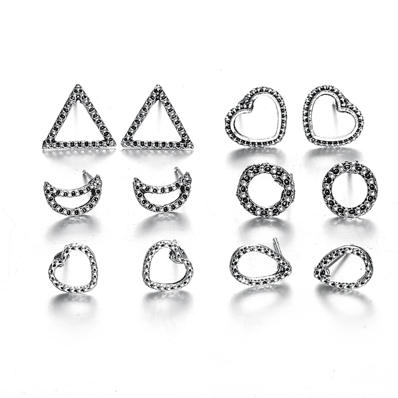 Винтаж Стиль вырез сердце ювелирные изделия серьги 6 пар/упак. для Для женщин