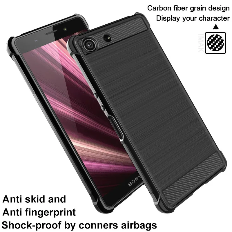 IMAK For Sony Xperia XZ4 Compact Case Vega Shockproof Conners Carbon Fiber Soft TPU Back Cover | Mobile Phone Cases &amp Covers