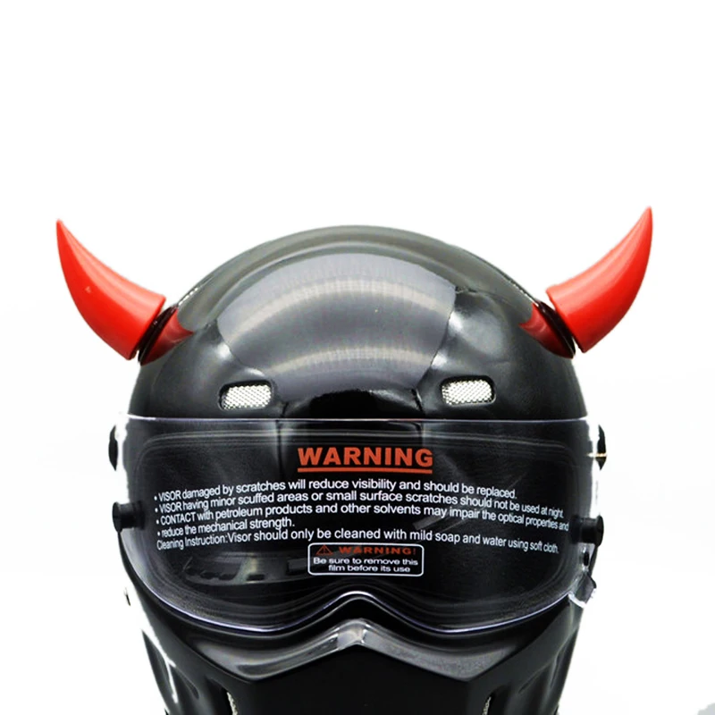 Шлем мотоциклетный в стиле панк Модный шлем с дьявольским Рогом украшение из