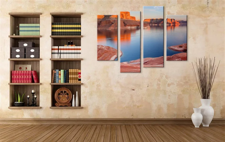 Everfun искусство Unframed 4 Панель печатных Sunset Пейзаж холст картины|canvas painting|sunset landscape