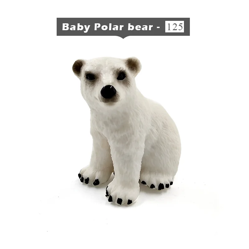 Baby Polar bear Имитация мини-панды, слона, енота, кенгуру, альпака, оленя, медведя, Ослика, Wildebeest, фигурка животного, домашний декор, Сказочная фигурка - Цвет: Baby Polar bear