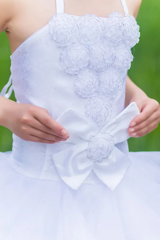 Детские костюмы одежда для балета белое платье пачка принцесс на бретельках