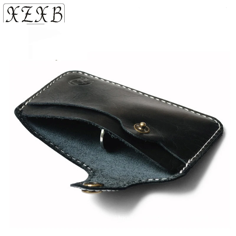 

XZXB Genuine Leather CardPack Thin Card Set Wallet Male Business ID Credit Cards Holder Pack Hasp Cash Pocket Cardholder Bag